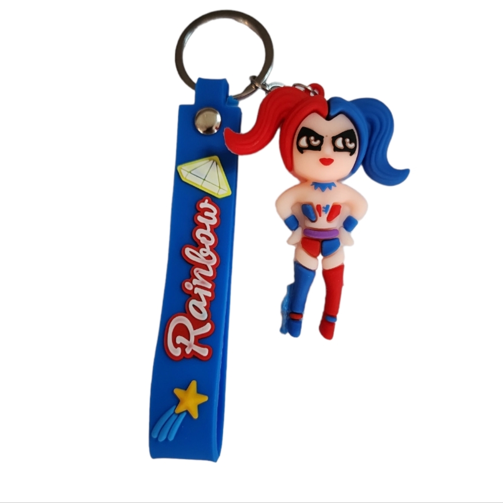 Harley Quinn 3D Keychain Blue Wrist Strap